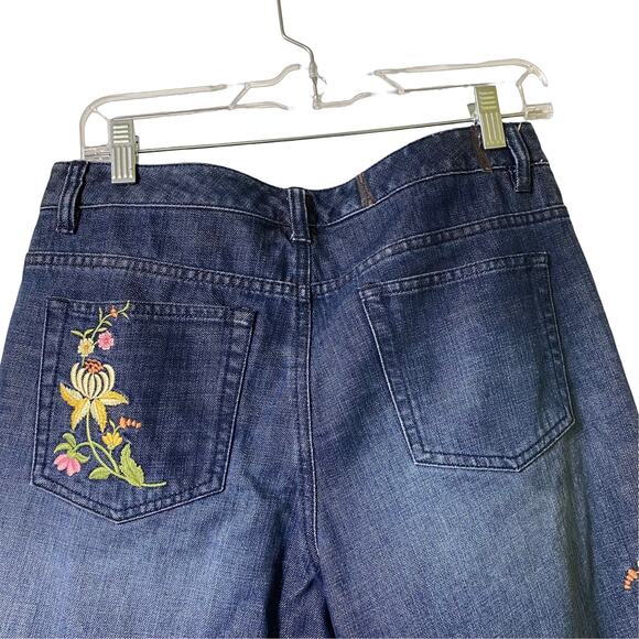 Liz Claiborne Boot Cut Floral Boho Embroidered Jeans Sz 6 - Picture 7 of 8